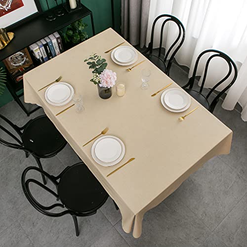 Pioggia Vinyl Tablecloth with Flannel Backing Rectangle Waterproof Oil-Proof Plastic Table Cloth Wipeable PVC Table Cover for Indoor and Outdoor (Beige, 60 x 84 Inch) by Pioggia - Image 4