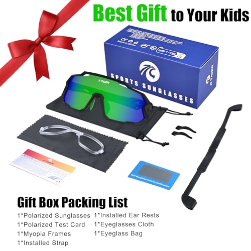 X-TIGER Kids Sunglasses Polarized Youth Baseball Sunglasses for 8-14 boys girls UV400 Sports Softball Cycling Glasses