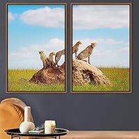 2 Piece Framed Canvas Wall Art Cheetah Canvas Prints Home Artwork Decoration for Living Room,Bedroom - 16