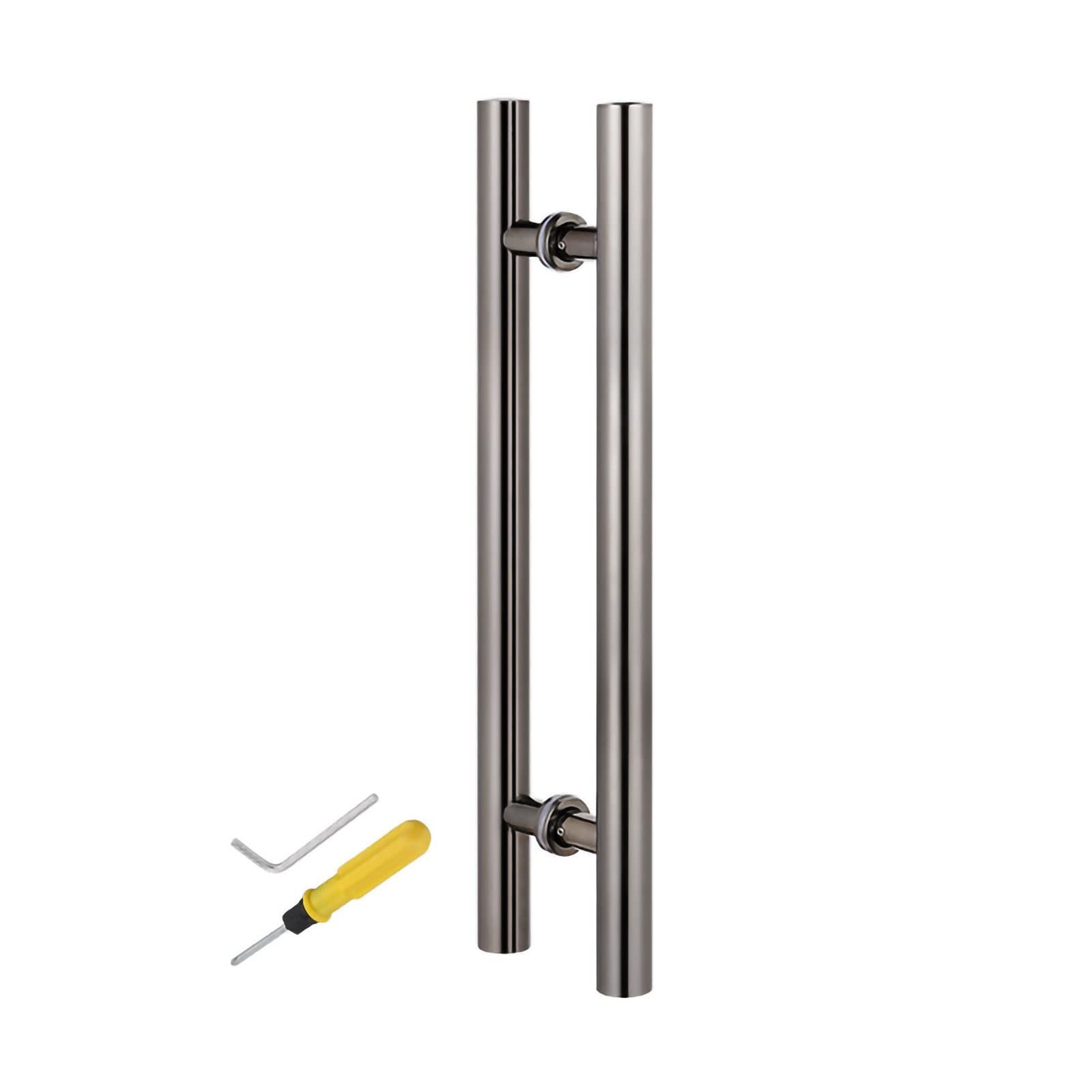 Poignée de porte coulissante ronde acier inoxydable 60 à 120 cm pour vantail bois et verre