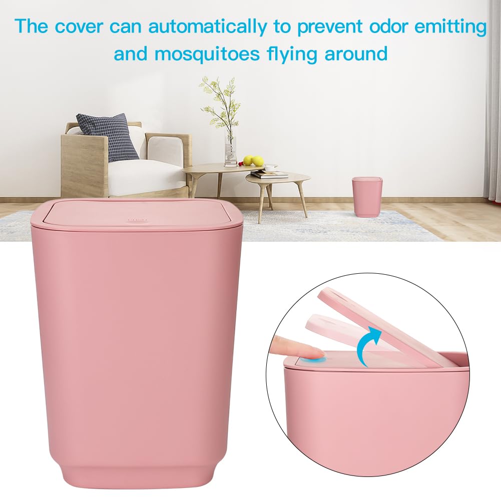 JOTOM Set di 6 accessori da bagno in plastica di lusso con pattumiera, scopino per WC, porta spazzolino, bicchiere, portasapone e dispenser di sapone (rosa)