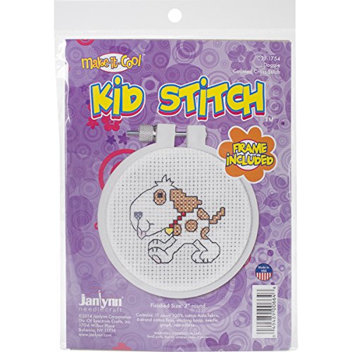 Janlynn Kid Stitch 11 Count Doggie Mini Counted Cross Stitch Kit, 3-Inch