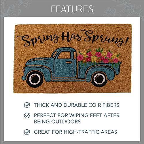 Elrene Home Fashions Farmhouse Living Coir Outdoor Doormat, Natural Entry Mat, Front Door Decor, 18"X30", Spring Has Sprung #TOP2