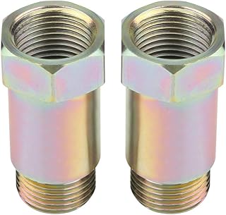 2Pcs M18*1.5 O2 Oxygen Sensor Spacer, O2 Sensor Adapater Extender Check Engine Light Eliminator Adapter Check Engine Light Fix Extension, 45mm length (Silver) (Type B)