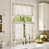 jinchan Floral Kitchen Curtains Set 24 Inch Length Farmhouse Linen Cafe Curtains and Valance Set for Living Room Bathroom Small Window Treatments Rod Pocket 3 Panels Taupe on Linen #1