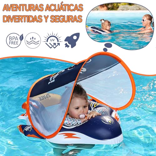 Miniatura 7 de Ieeilulu Flotador Bebe Con Sombrilla, Flotador Bebe Inflable Con Asiento, Anillo De Natación Para Bebé, Flotador De Piscina Para Bebé Para Piscina, Playa Y Vacaciones 6-36 Meses