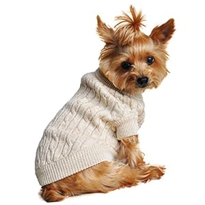 DOGGIE DESIGN Combed Cotton Cable Knit Dog Sweater Small – Oatmeal