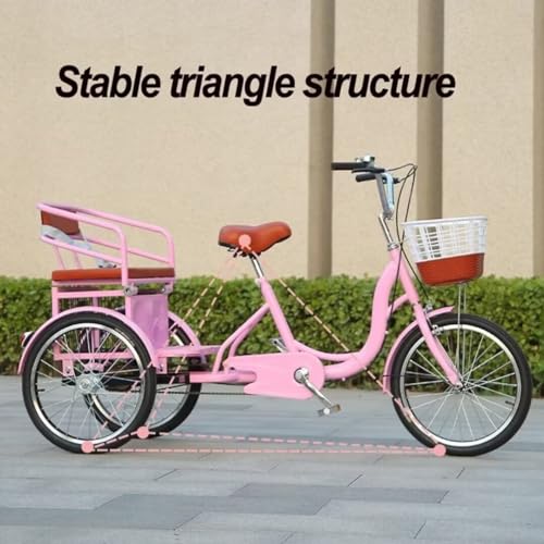 Triciclo de 3 Ruedas con Asiento Grande Rosa miniatura 3