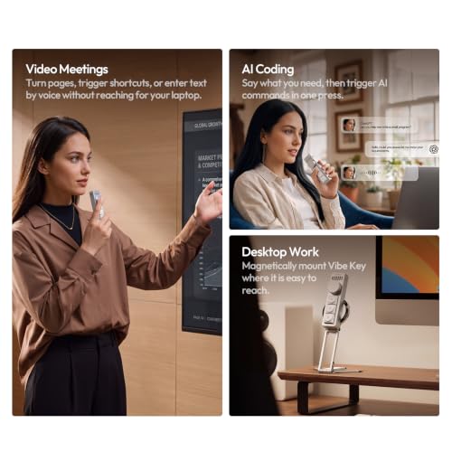 ULANZI AU05 Vibekey Wireless AI Voice Keyboard with Push-to-Talk Mic | 3 Keys and Rotary Knob, Hold-to-Speak Voice-to-Text, Plug-and-Play Dongle, Magnetic RechargeableApp-Customizable for PC Mac - image 9