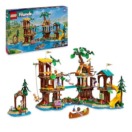 LEGO Friends Baumhaus im Abenteuercamp, Spielset für Mädchen und Jungen ab 8 Jahren mit 5 Spielfiguren und 5 Tieren, Geschenkidee für kreatives Spielen, Sportspielzeug, Puppenhaus 42631