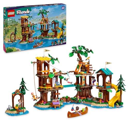 Lego Friends Acampamento de aventura: Casa de árvore com 5 animais de brinquedo, presente para meninas e meninos de 8 anos ou mais, 5 mini bonecas e boneco e figura de coruja, casa de bonecas 42631