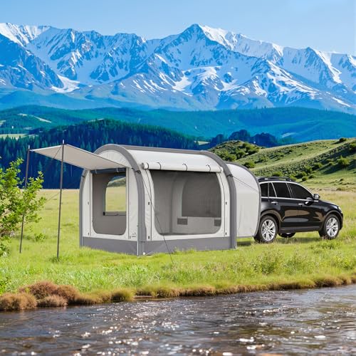 Inflatable Suv Tent For Camping, Large Quick Setup Blow Up Tents, 6-Person Tent With Detachable Car Attachment, Hatchback Tents With Storage Bag &Projection Screen, Waterproof Suv Awning For Travel - 8