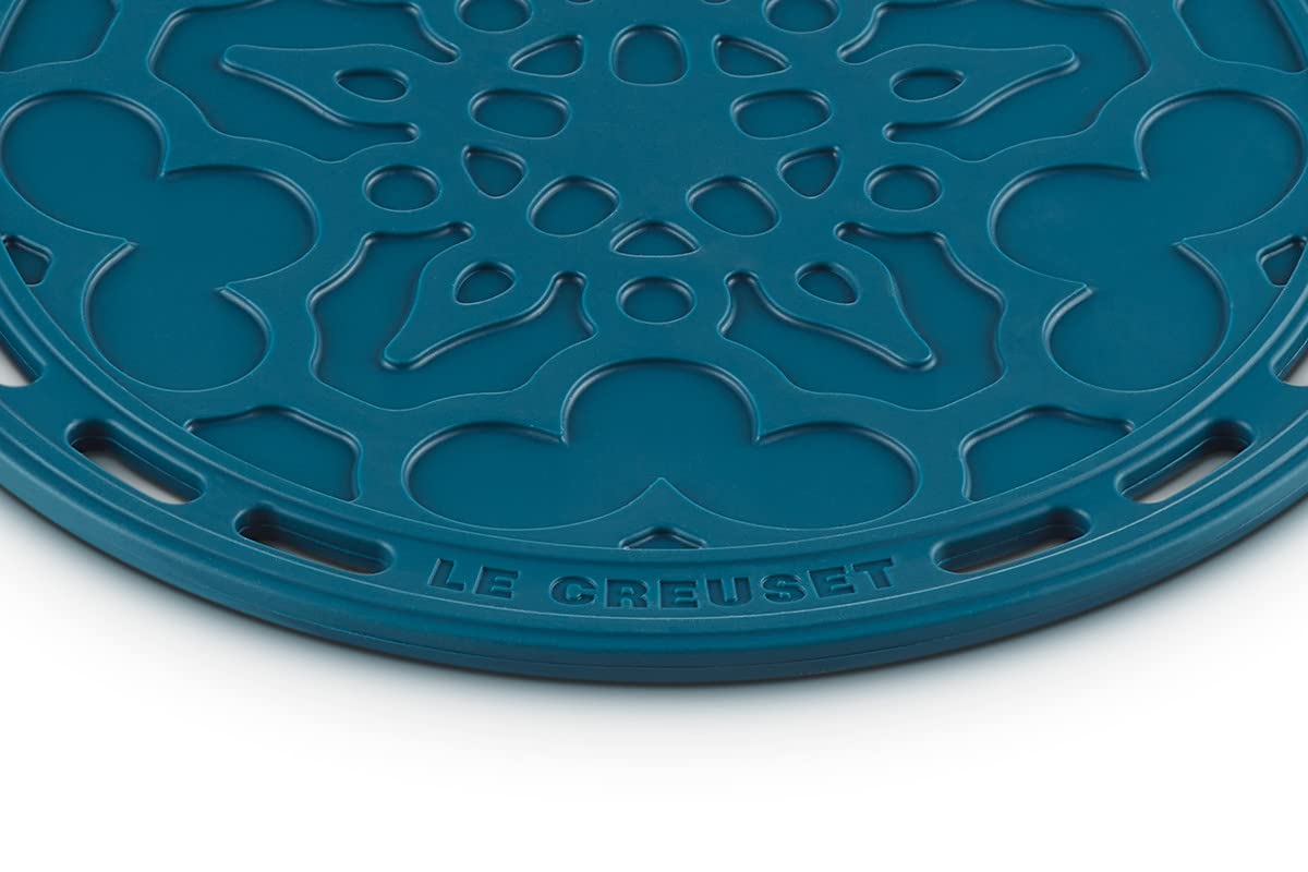Le Creuset Sottopentola rotondo French, Silicone, Resistente al Calore fino a 250° C, diameter 20 cm, Deep Teal, 42401206420000