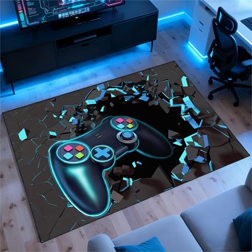 Rnmdn Gaming Rug for Room,3'x5' Non-Slip Cool 3D Gamer Rugs