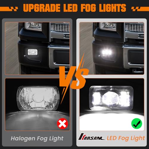 Image of 60W F150 LED Fog Lights for 2015 2016 2017 2018 2019 2020 Ford F150 Accessories, Super Bright F-150 Fog Light Assembly, DOT Approved Front Bumper Driving Light Rectangular Fog Lamps Replacement