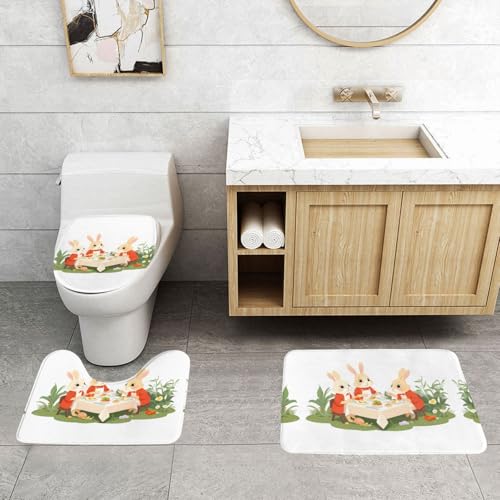 Alfombrillas de baño rectangulares y ovaladas juego de 3 piezas 4