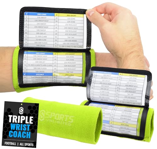 Image of Sports Unlimited Adult Triple Wrist Coach, Football Wristbands for Plays, Baseball Wristbands, QB Arm Bands