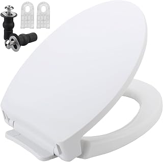 SS114 Toilet Seat Elongated Compatible with TOTO Toilet Seat, Cotton White | Soft Close Elongated Toilet Seat for SS113/SS154/SS224/SS204, Traditional Toilet Seat Replacement with Toilet Bolts and Nut