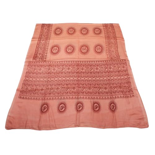 Spiritual Prayer Shawl for Pooja, Meditation & Temple Use | Soft Decorative Cloth for Rituals & GiftingSacred Divine Shawl with Holy Symbol in Peach Color-image-47