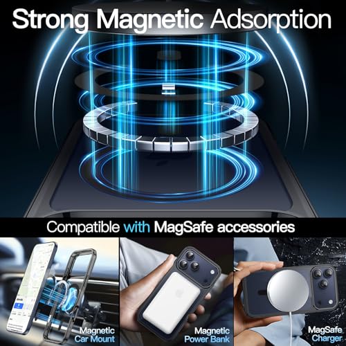 Image of JETech Magnetic Case for iPhone 17 Pro 6.3-Inch Compatible with MagSafe, Shockproof Phone Bumper Cover, Anti-Scratch Clear Back (Black)