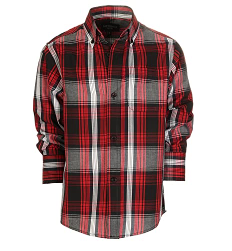 Image of Gioberti Boys Long Sleeve Button Down Plaid Checked Shirt