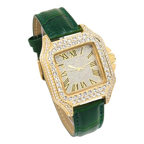 Montre pour homme Techno Pave avec cadran carré et bracelet cuir - 2