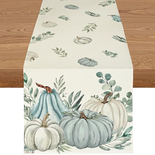 ZWJD Tischläufer Herbst 40x180 cm –Herbsttischläufer Waschbar & Modern, mit Blätter- & Kürbis-Motiv, Herbstdeko Tischdecke für Küche, Esstisch, Innen & Außen