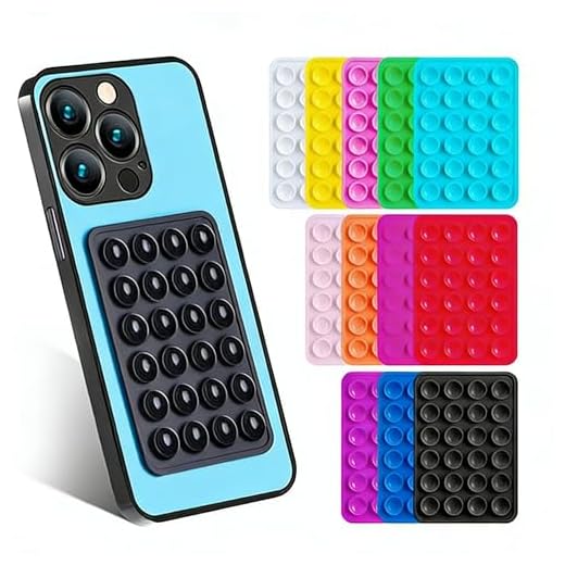 14-Pack Multicolor Silicone Suction Pads, Double-Sided Phone Holders