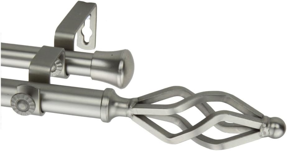 Modern Marquise Double Curtain Rod Size: 48" - 84" W, Finish: Satin Nickel