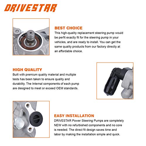 DRIVESTAR 21-5348 Power Steering Pump, fit 2003-2005 for Honda Element 2.4L/ 2003-2004 for CR-V 2.4L