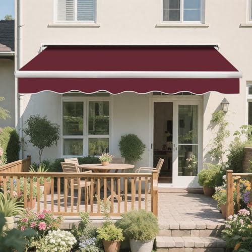 Green Bay 2 x 1.5m Manual Awning Garden Patio Canopy Sun Shade Shelter Retractable Wine Red