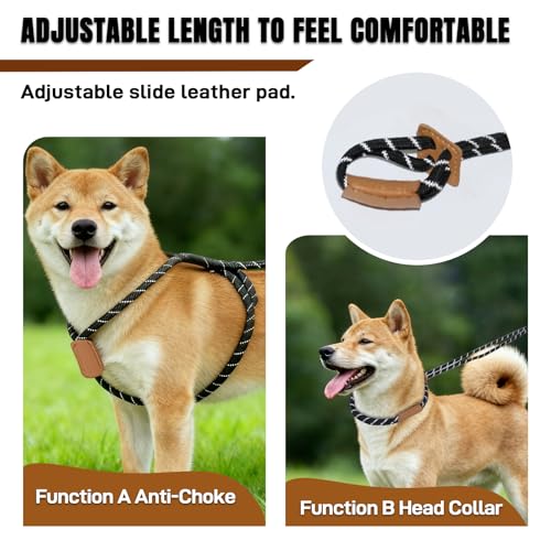 SEOINS No Pull Dog Slip Lead Leash & Collar Harness 3-in-1, 5ft, Reflective by SEOINS - Image 8