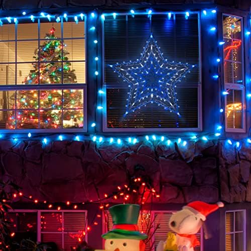 The Christmas Workshop 80640 Blue & White Star Christmas Light / 35 LED Lights / Indoor Or Outdoor Mains Operated Christmas Decorations / 54cm x 54cm x 1.5cm