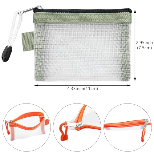 Aswewamt 9 Pcs Mini Zipper Mesh Bags, 4.3" x 3" Small Nylon Key Holder Cosmetic Pouch Portable Travel Makeup Cosmetic Mesh Zipper Bags for Purse Lipstick Earphone Keys Cards2