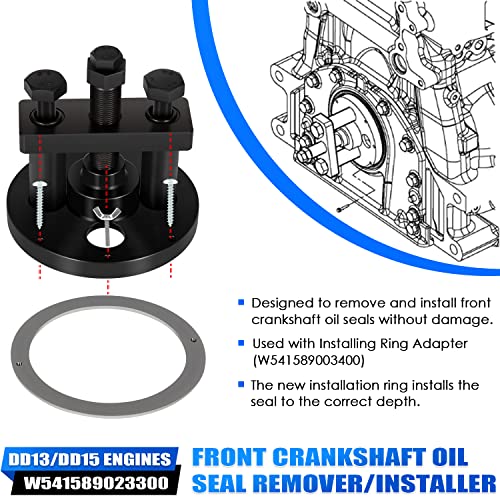Yoursme Front & Rear Crankshaft Oil Seal Remover and Installer Tool Kit for Detroit Diesel DD13/DD15 Engines Alternative to W541589023300 W541589003400 W470589004300 by Yoursme - Image 2