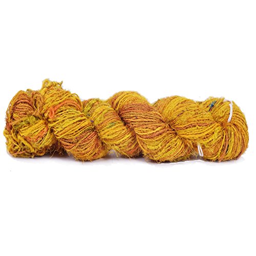Knitsilk Premium Recycled Sari Silk Yarn - Yellow - 165 Yards - Knit, Crochet, Tatting, Jewelry #TOP11