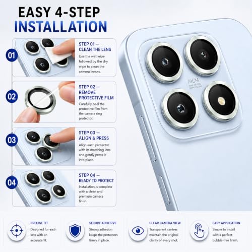 Image of ArmourPro Camera Lens Protector for Xiaomi 17 Tough HD Individual Aluminum Alloy Rings 9H Camera Cover, Scratch-Resistant,Camera Lens Protection| Silver, 1 Pack