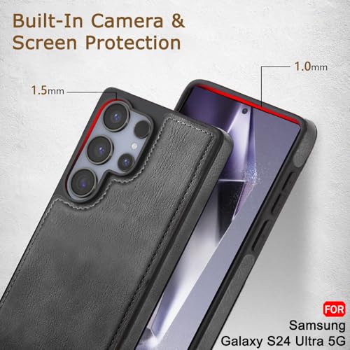 Image of TheGiftKart Genuine Leather Finish Back Cover Case for Samsung Galaxy S24 Ultra 5G | Shockproof Design | Raised Edges for Camera & Screen Protection | Stunning Minimalist Design Back Cover (Grey)