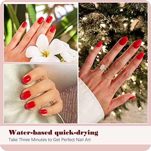 Aieenjor Red Nail Polish, Cherry Red, In Red/Coral, Water-Based Low Odor Peel-Off, Non-Toxic, Chip Resistant, Water-Based Low Odor, Sparkle Texture Nail, Vibrant For Valentine Red, 0.28 Fl Oz #TOP3