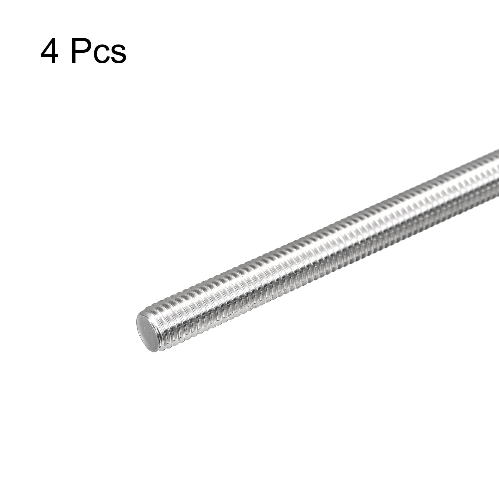 sourcing map Lot de 4 tiges entièrement filetées M8 x 500 mm 1,25 mm en acier inoxydable 304 à droite