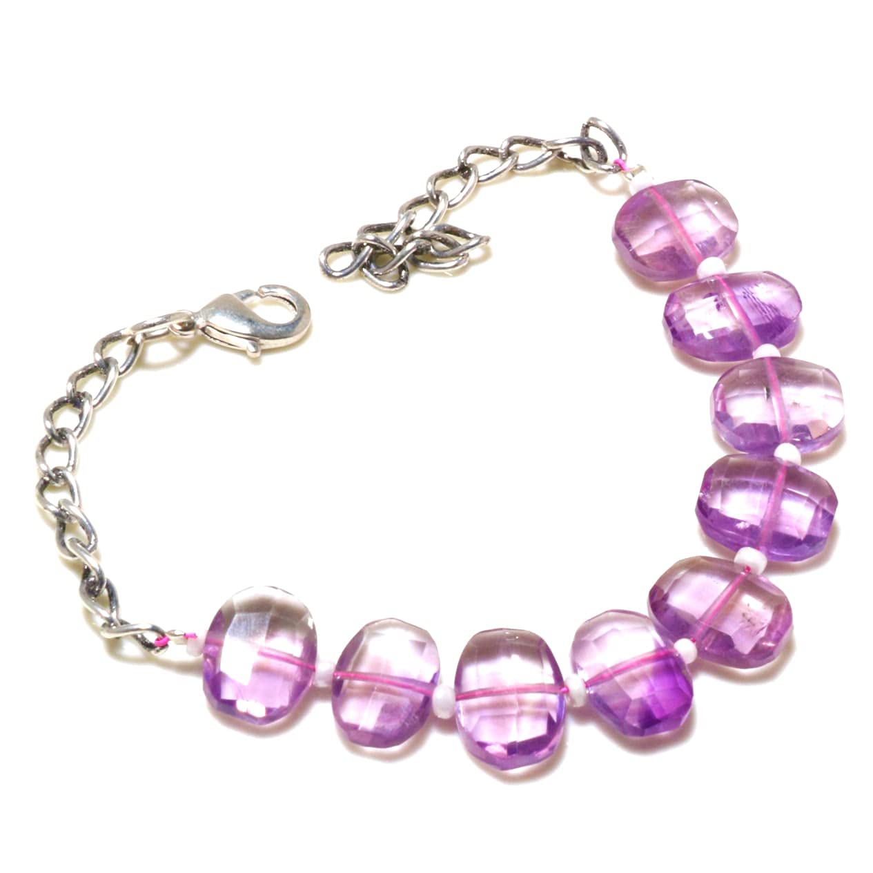 Gems In Silver Exclusive Pink Amethyst Gemstone Step Cut Oval Bracelet Best For Unisex - Review, Price and Buying Guide