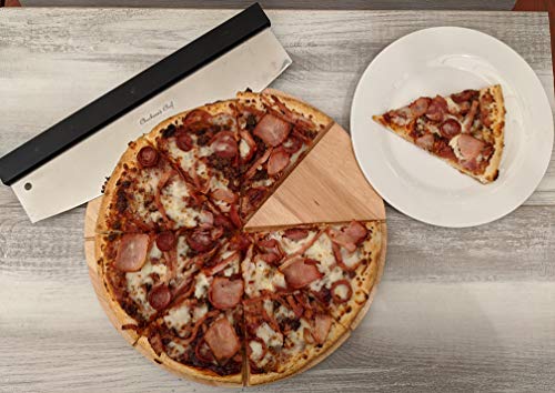 Checkered Chef Round Wood Cutting Boards - 13.5 Inch, Reversible Pizza Board W/ 8 Slice Grooves - Cheese Charcuterie Board #TOP6