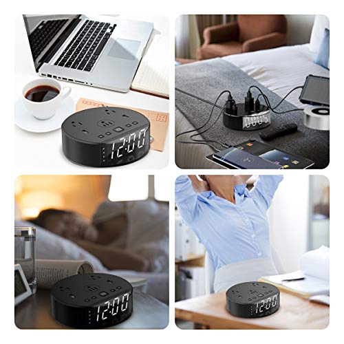 image for ELMWAY Dual Alarm Clock, Digital Alarm Clock, USB Charging Ports and A