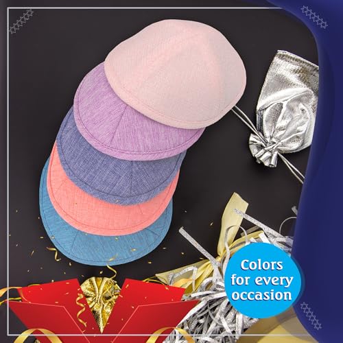 Image of Pack of 5-Pcs - Hq Satin /Linen /Velvet /Raw Silk /Suede Kippah for Men, Yamaka Hat Designed in Israel - Kippot Bulk