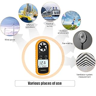 RUZIZAO Handheld Anemometer, Digital Wind Speed Meter Air Flow Velocity Tester for Measuring Wind Speed Temperature and Wind Chill, Portable Wind Gauge for HAVC Drone Sailing Fishing(LCD Backlight)