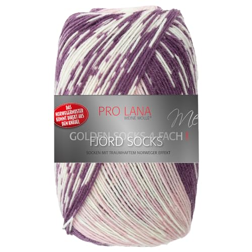 Frida's Wollhaus Pro Lana 100 g Golden Socks 4-fach Fjord Socks Sockenwolle Garn 16 Farben (188 | Pflaume Color)