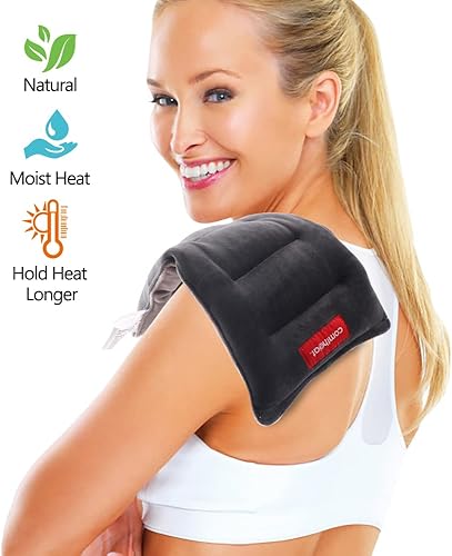 Miniatura 5 de Comfheat Almohadilla térmica húmeda para microondas de 6 x 11 pulgadas, paquete de calor de lavanda para aliviar el dolor, cuello, hombro, rodilla,