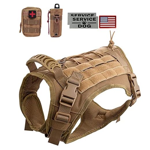 Hanshengday Tactical Dog Vest with Pouch- Training Dog Molle Vest with Handle- K9 Military Dog Harness No Pull Service Dog Vest- Reflective Patches