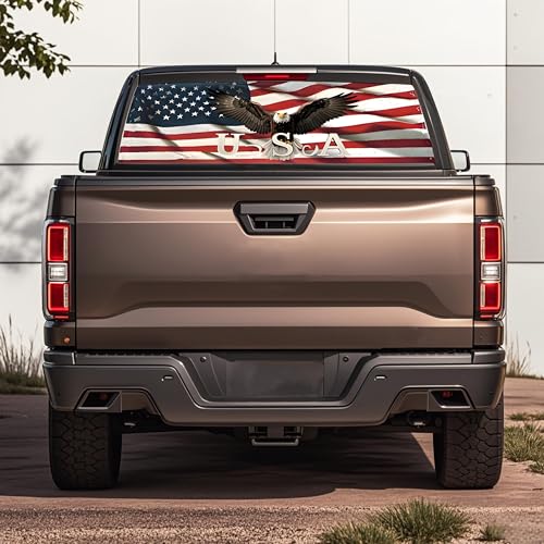 Image of Rear Window Decals for Trucks - 65x17.3 in Back Window Decals Fit Most Pickup Trucks SUV, Vinyl American Flag Back Window Decal Truck Rear Window Graphics for Personalized Decoration