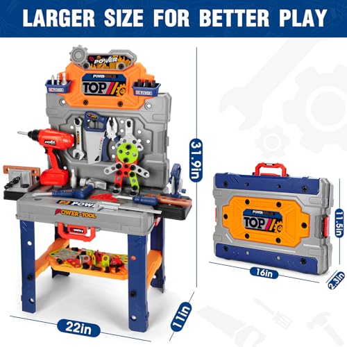 TooyBing Kids Tool Bench Set with Electric Drill and Realistic Tools, Construction Workbench Playset Toy for Toddler 3-5, Easy Set up, Kids Boy Toys, Birthday Gifts for Boys Age 3 4 5 Year Old by TooyBing - Image 2